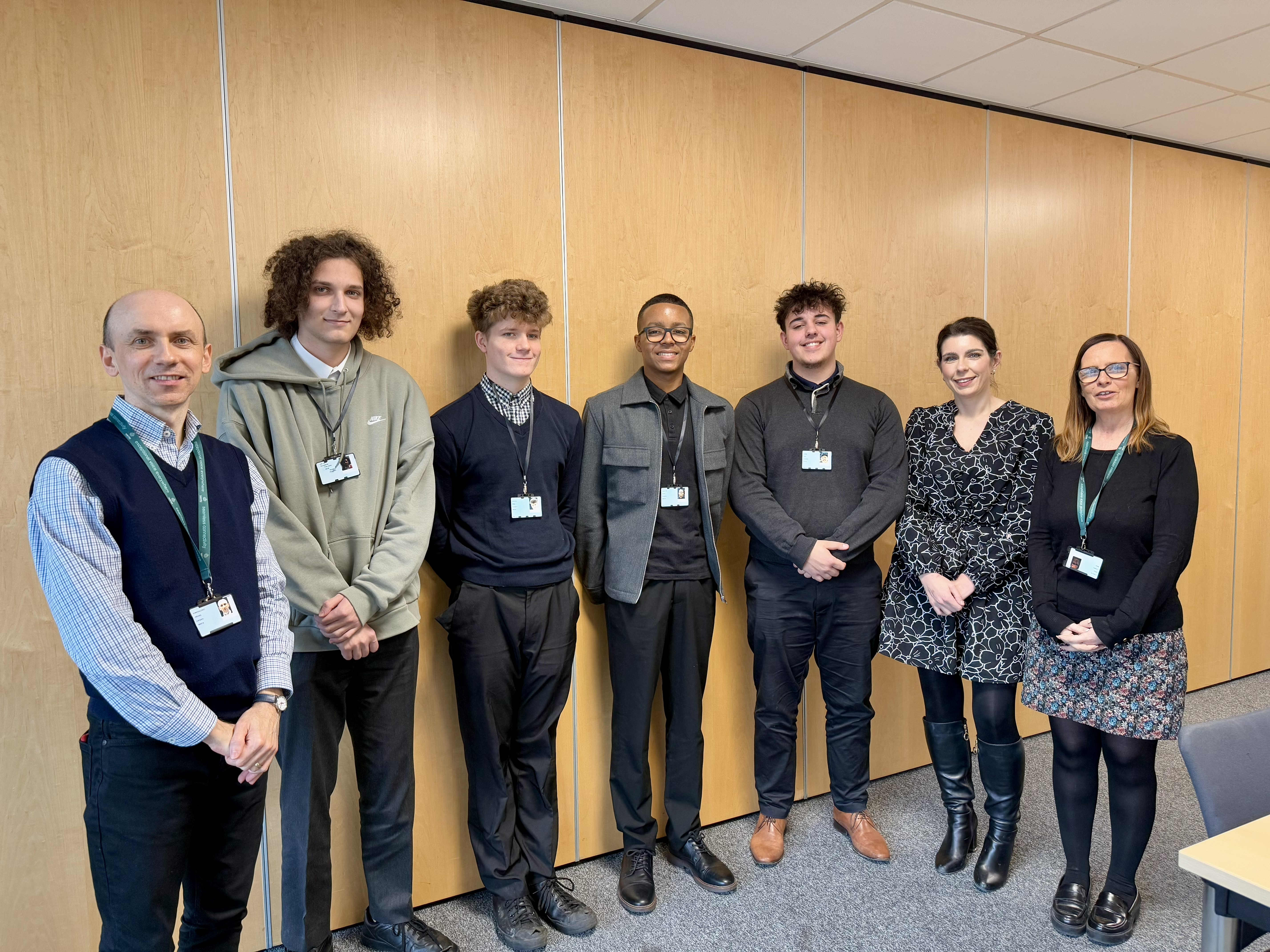 Blake Whiteley, Noah Kirkham, Tom Everitt and Jakub Szczyglinski pictured with members of the Wenta team